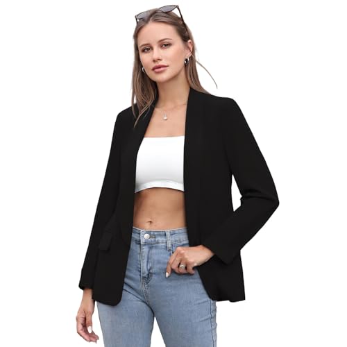 Womens Casual Blazers Open Front Long Sleeve Fashion Suit Jacket Work Office Suit 2025 Spring Fall Trendy2