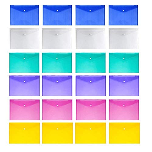Image of DIY Crafts Style No # 2, Pack Of 24 Pc, Poly Envelope Folder with Snap Button Closure, Waterproof Transparent Project En (Style No # 2, Pack Of 24 Pc)