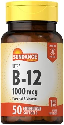 Sundance Vitamin B12 | 1000 mcg | 50 Quick Release Softgels | Non-GMO and Gluten Free Supplement