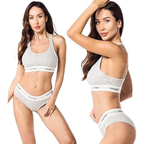 YINGJIELIDE Sports Bras Briefs for Women,Yoga Bra Running Workout Athletic Bras,Padded Medium Support Underwear Fitness, Grey, M Cover