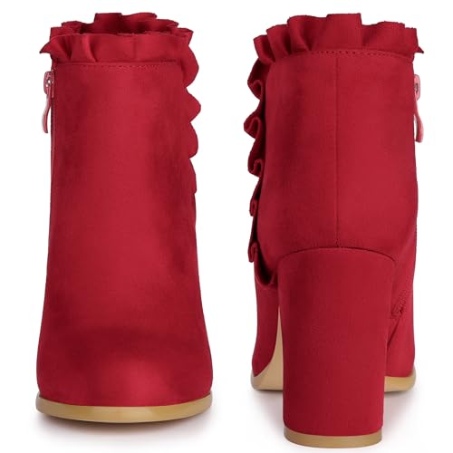 Perphy Ruffle Chunky Heel Booties Ankle Boots for Women2