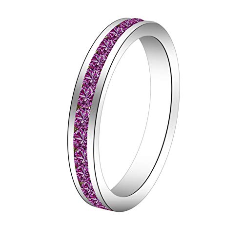 Bosvision Kette mit Ewigkeit Anhänger, Kristall Geburtsstein von Swarovski, 18" (Februar Anhänger)