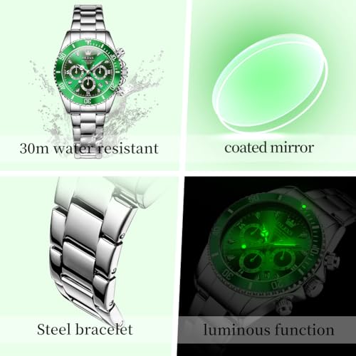 Image of OLEVS Women Diamond Quartz Watches Stainless Steel Chronograph Wristwatch