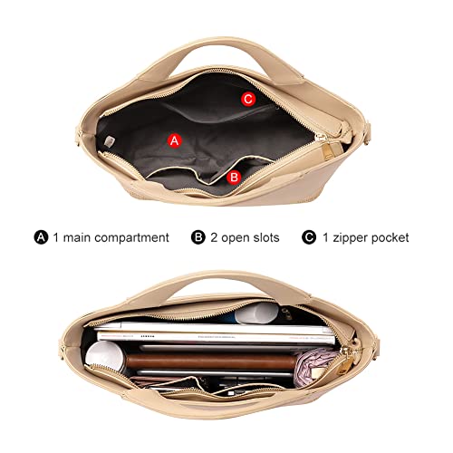 Cluci Handbags For Women Leather Tote Shoulder Bag Big Capacity Fashion Handbags Wallet Top Handle Satchel Purse Khaki #TOP4