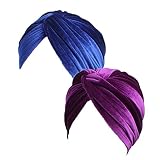 ILUFAM 2PCS Velvet Turbans for Women Twist Pleated Beanie Cap Stretch Head Wrap Hair Loss Hat Chemo