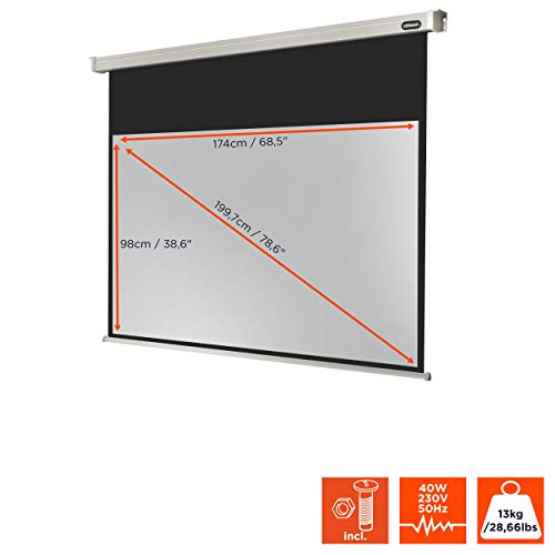 celexon Professional Motor-Leinwand 80 | 180x102 cm 16:9 | elektrische 4K,Full-HD Beamer-Leinwand f&uuml;r Projektionen im B&uuml;ro & Heimkino | zur Decken-/ Wand-Montage | mit Fernbedienung
