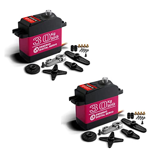 Image of RCmall 2Pcs 30KG Digital Servo, DS3230 PRO Large Torque 6V Stainless Steel Gear IP66 Waterproof RC Servo with 25T Servo Arm for 1/8 1/10 1/12 Scale Baja RC Car (2Pcs 270 Degree)