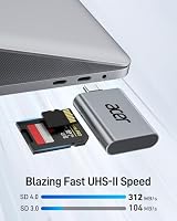 acer USB C SD Kartenleser 312MB/S, UHS-II Kleines SD 4.0 Card Reader aus Aluminium, Micro SD/TF Speicherkartenleser Adapter für iPhone 15/16 Serie, Galaxy S24, iPad Pro,MacBook Pro,Surface Pro usw. – Ansicht 2