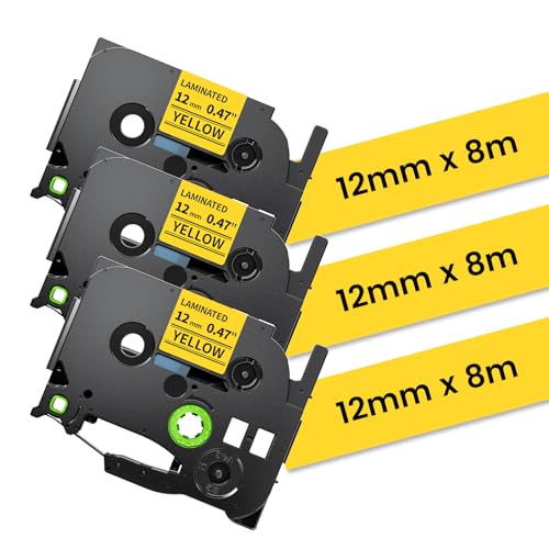 �݊� �s�[�^�b�`�L���[�u �e�[�v 12mm �� ������ TZe-631 TZe 631 3�Z�b�g �L���[�u�p PT���x�����C�^�[ ���~�l�[�g tze�e�[�v 12mm �� ����8m, �u���U�[ P-touch PT-D600/PT-D610BT/PT-P7