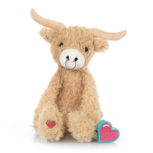 My Baby’s Heartbeat Bear, 20 Second Re-Recordable Voice Recorder Plush Memory for Ultrasound Audio, Pregnancy Keepsake & Registry Gift, Longhorn Bull Recordable Plush (Not a Medical Device)
