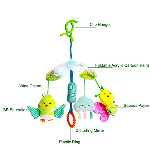 Cute Car Seat Hanging Toys For Baby, C Clip Hanging Ocean Animal Soft Toys With Rattles Bb Squeaker Distorting Wind Chime For Boys Girls 0 3 6 12 Months #TOP1