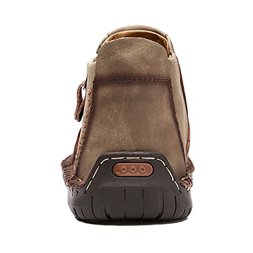Lightweight Mens Casual Shoes Slip On Genuine Leather Loafers Zipper Mid Top Cowhide Breathable Ankle Boots Brown by alcubieree - Used condition - Image 3