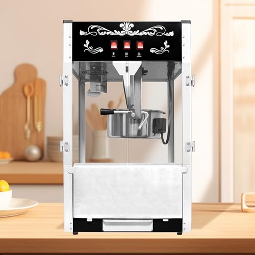 Commercial Popcorn Maker Machine 20 Oz 1440W, Theater Style Popper for 80 Cups/Batch with 3-Switch Control, Steel Frame & Tempered Glass Doors