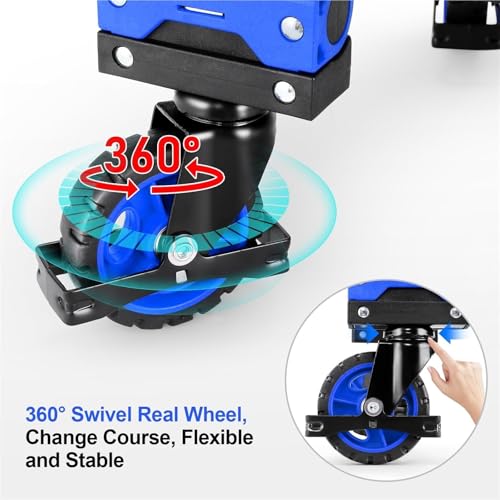 Carretilla plegable de 4 ruedas y 2 ruedas convertible azul miniatura 4