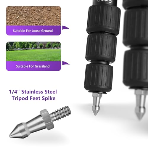 Rigych 6 Pcs Tripod Spike Feet 1/4-20 Thread Rubber Feet Universal Anti-Slip & Stainless Steel Spike Tripod Feet Replacement Parts by Rigych - Image 4