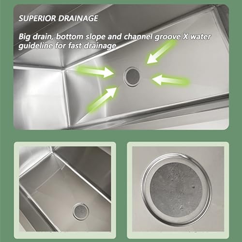 Bañera de Acero Inoxidable para Perros de Razas Grandes, Lavabo para el Aseo y Limpieza fácil de Mascotas en casa.