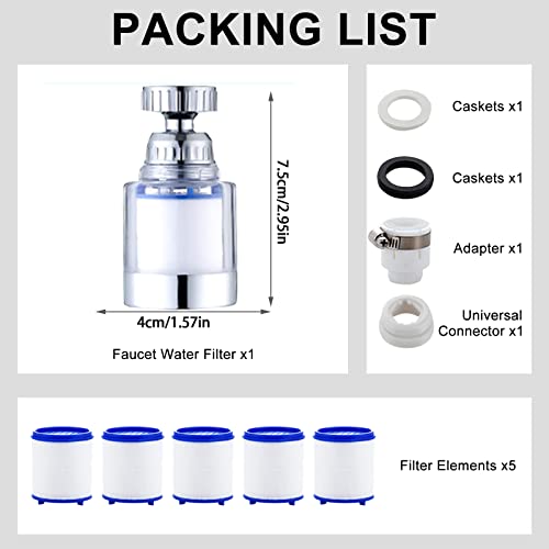 Yotan Sink Water Faucet Filter, Universal 360 ° Rotating Kitchen Faucet Water Purifier, Bathroom Sink Filter-Removes Chlorine Fluoride Heavy Metals Hard Water For Home Kitchen & Bathroom (1 Pcs) #TOP6