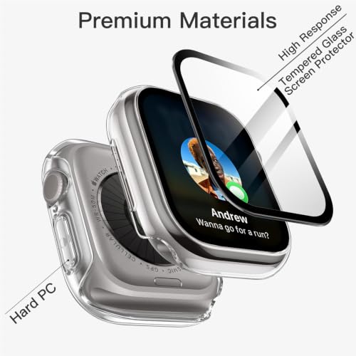 Image of JETech Case with Screen Protector for Apple Watch Series 12 46mm, Clear