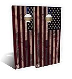 Full Color Rustic Wood American Flag Cornhole Board Set