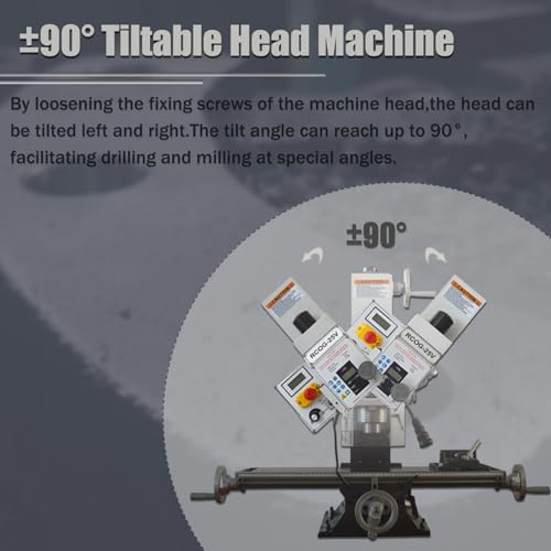 Yokoma Mini Drilling Milling Machine Benchtop Brushless Precision Milling Drilling Machine 50-2250RPM 1100W Suitable For DIY Professionals & Hobbyists 110V - Thumbnail 4