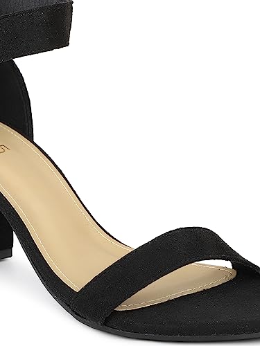 Image of Inc.5 womens Women Black Open Toe Block Heels With Ankle Loop Sandal