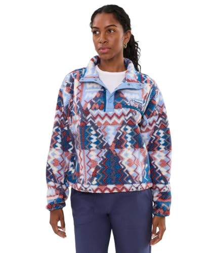 Columbia Damen Pullover Fleecepullover Helvetia™ II Printed Cropped Half Snap, Farbe:Mehrfarbig, Größe:M, Artikel:-447 Rainy Day/geomix – Ansicht 1