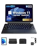 BNCF NewBook 10 10.1 inch 2-in-1 Laptop Tablet PC, Win 11 Compatible with Intel Pentium Gold 6500Y, 8GB RAM 256GB SSD, 1920x800 FHD Touchscreen, Micro HDMI/USB-C 3.2 with Magnetic Keyboard & Stand