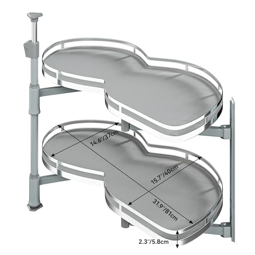 YITAHOME Blind Corner Cabinet Pull Out Organizer, Right Swing Soft-Close Swing-Out Cabinet Organizer with Adjustable Height, 2-Tier 32" Corner Cabinet Lazy Susan for Corner Cabinet Blind Shelf, Gray by YITAHOME - Image 7