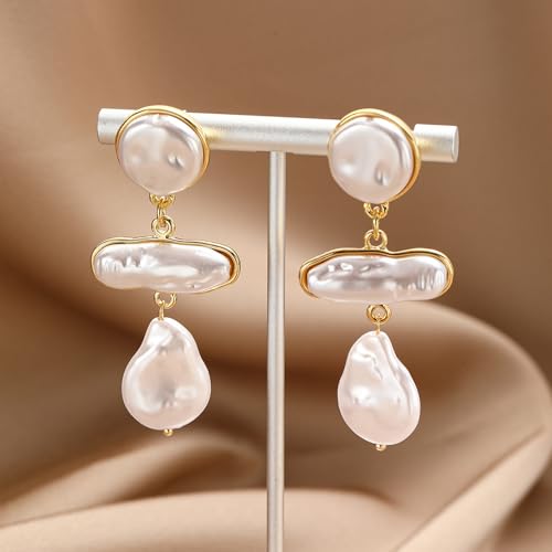HETICA Baroque Pearl Earrings for Women - Large Teardrop Drop Statement Dangle Earring, Fashion Bridal Wedding Gift3