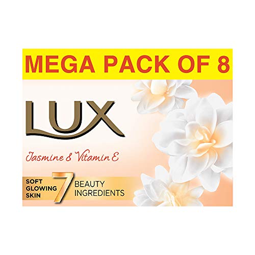 Lux Jasmine & Vitamin E Beauty Soap Bar For Glowing Skin Combo Offer Pack 8×150 g