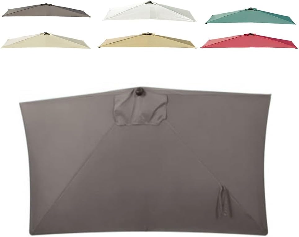 8'x4' Half Umbrella Replacement Canopy Rectangular Wall Umbrella Cloth Replacement Fabric 5 Ribs Patio Balcony Parasol Top (Canopy Only)(Khaki,2.5x1.3m/8.2x4.2ft)