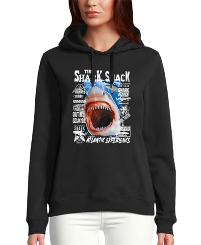 Sweat à capuche requin femme blanc style streetwear casual
