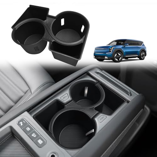 BestEvMod Center Console Cup Holder Inserts for 2024 2025 2026 Kia EV9 Accessories Middle Console Armrest Front Drink Stopper Non-Slip Drink Holder Organizer(Not for Wind/Light/Light Long Range)
