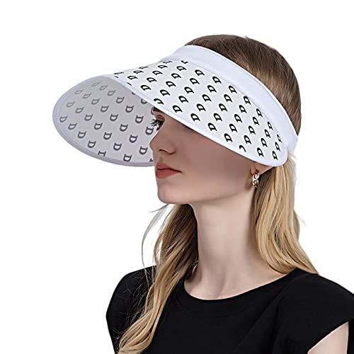 VanderHOME Visera Mujer de ala Ancha Anti UV Verano Respirable Viseras Sombreros para el Sol con Cordón a Prueba de Viento Gorras Visor Mujer para Viajar Vacaciones Playa, Blanco Cover