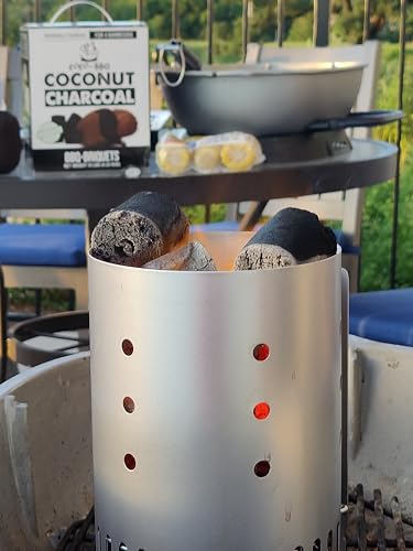 Coconut Charcoal BBQ Briquettes | Organic, Long-Burn, High Heat, Low Ash, No Sparks | Perfect for Christmas & Winter Grilling, Cookouts, Smokers & Roasting | Even Burn & Mild Flavor - 1PACK