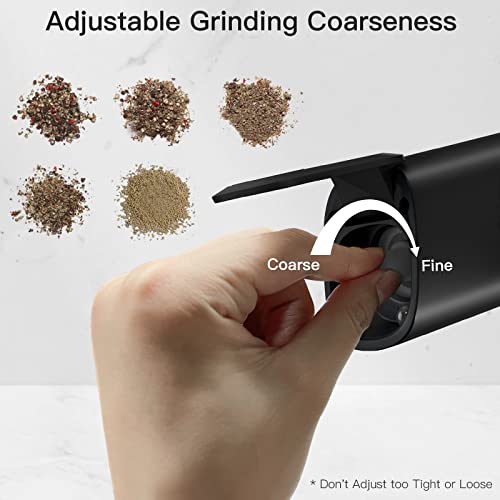 Rechargeable Gravity Salt And Pepper Grinder Set - Stainless Steel Electric Pepper Grinder With Charging Base, Usb Type-C Cable, Adjustable Coarseness Automatic Electric Pepper Mill With Led Light #TOP4