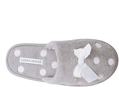 Image of Laura Ashley Ladies Embroidered Soft Terry Scuff Slipper