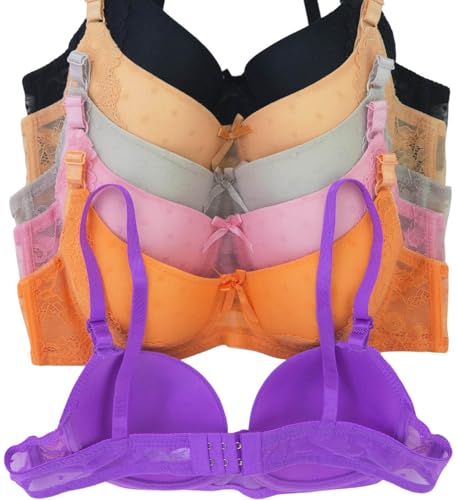 Image of ToBeInStyle Women's Pack of 6 Padded Assorted Styles Supportive Bras Cup Size - A to DDD