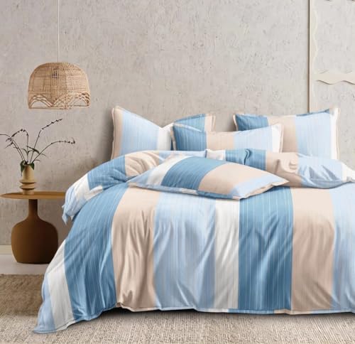 Image of HOMEKART 3D Printed 144 Tc Microfiber Double Bedsheet with 2 King Size Pillow Covers Breathable | Wrinklfree | Summer | Topsheet (Light Aqua and White Cricle Print, 90 x 90 Inches)
