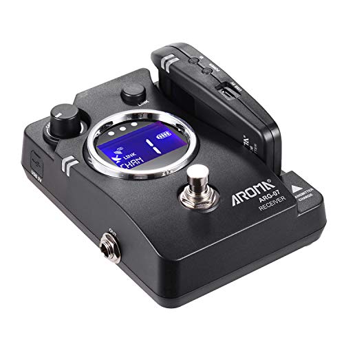 Chusui Sistema de transmissão sem fio de guitarra ARG-07 (transmissor e receptor) Plugue de 6,35 mm