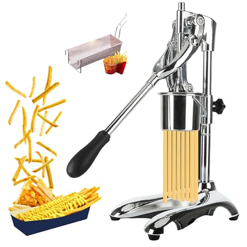 Macchina manuale per patatine fritte con cestello per friggere, estrusore in acciaio inox per patatine fritte fatte in casa, gadget da cucina per snack croccanti