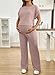 BLENCOT Women's Summer Maternity Clothes Sets 2 Piece Outfits Lounge Set Ribbed Knit Short Sleeve Pregnancy Set Pajama Sets Pink XL