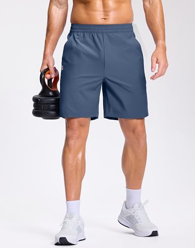 Image of GGJ Men's Lightweight Athletic Shorts with 2 Zipper Pockets 7 inch /9 inch /5 inch Gym Workout Running Quick Dry Tennis Shorts for Men