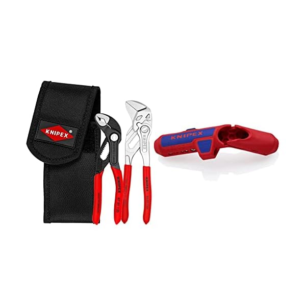 KNIPEX 00 20 72 V01 Mini-Zangenset in Werkzeuggürteltasche & ErgoStrip Universal-Abmantelungswerkzeug (135 mm) 16 95 01…