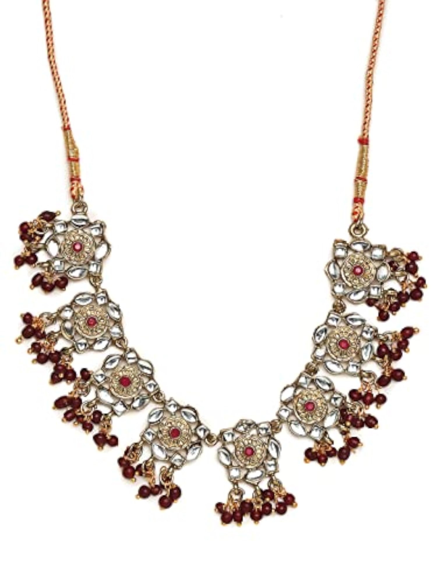 Traditonal Choker Necklace Set with Earrings (White)