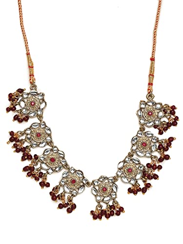 Traditonal Choker Necklace Set with Earrings (White)