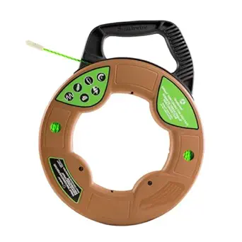 Southwire FTSP45-125NCT Simpull Electrical Fish Tape with Non-Conductive Tip; Large Case; Two Leader Options; Spiral Extruded Polymer; Extremely Flexible; 4.5mm x 125 Feet