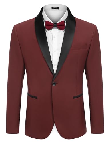 COOFANDY Men's Tuxedo Jacket One Button Dress Suit Blazer Jacket for Wedding Dinner Prom Party