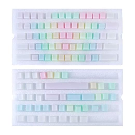 POM Jelly Keycaps Doubleshot Translucent OEM Profile for 61/87/104/108 Keys PC Gaming Mechanical Keyboards (Rainbow)