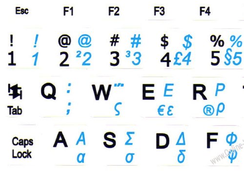 Pegatinas para Teclado Netbook Griego-Inglés Fondo Negro miniatura 4